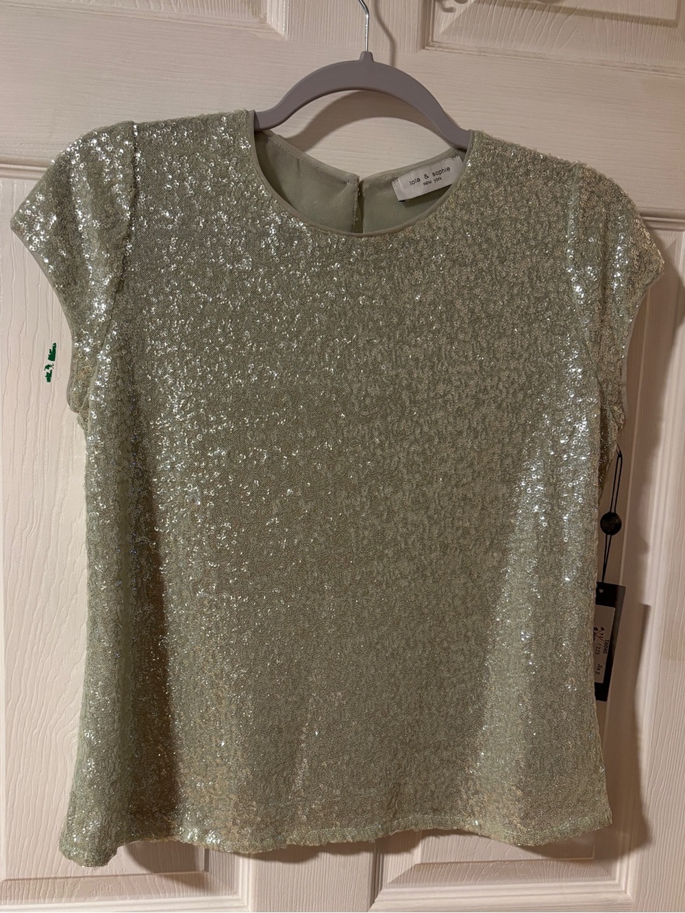 Lola & Sophie Mint Sequin Cap-Sleeve Top S